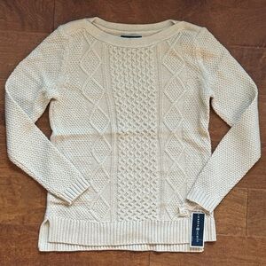 Karen Scott beige sparkly knit sweater winter fall